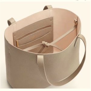 NWOT CUYANA Structured Leather Tote, Small, Stone/Pink